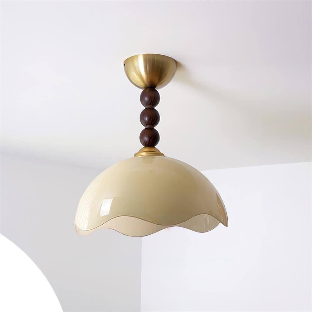 Coral Crest Ceiling Lamp | Metal & Glass | Walnut & Gold