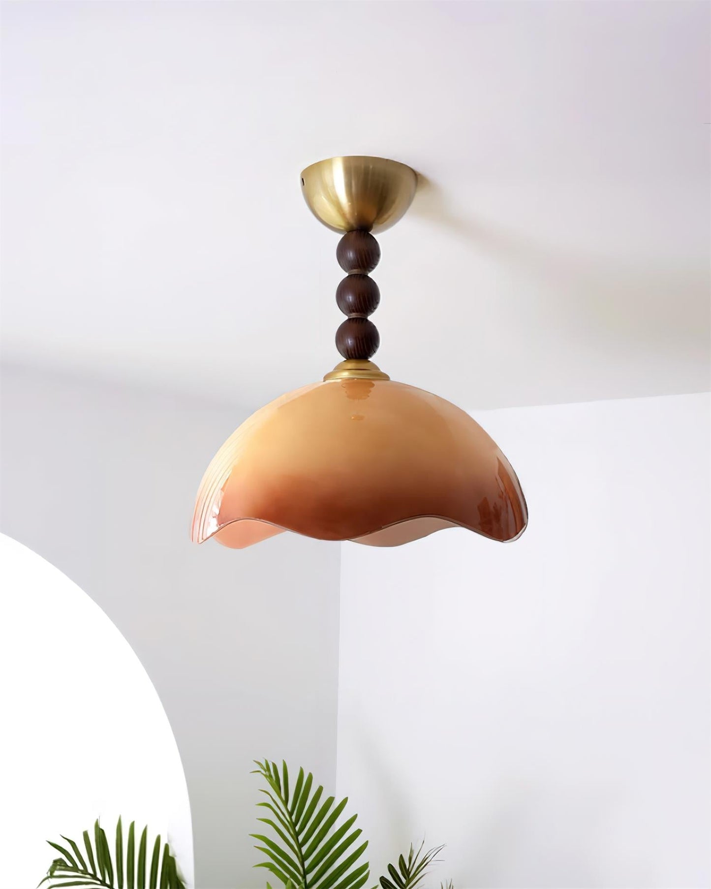 Coral Crest Ceiling Lamp | Metal & Glass | Walnut & Gold