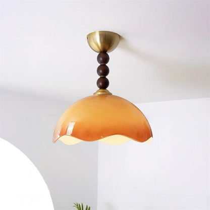 Coral Crest Ceiling Lamp | Metal & Glass | Walnut & Gold
