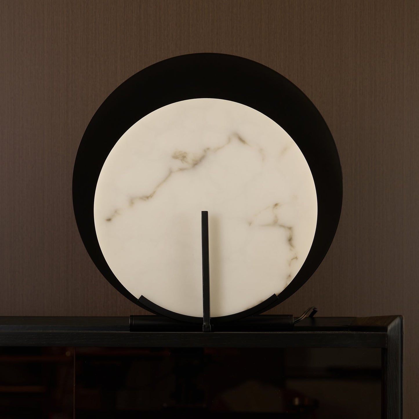 Corbett Asteria Table Lamp | Vintage Carbon Steel & Alabaster | Black & White