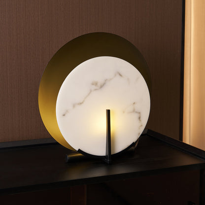 Corbett Asteria Table Lamp | Vintage Carbon Steel & Alabaster | Black & White