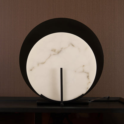 Corbett Asteria Table Lamp | Vintage Carbon Steel & Alabaster | Black & White