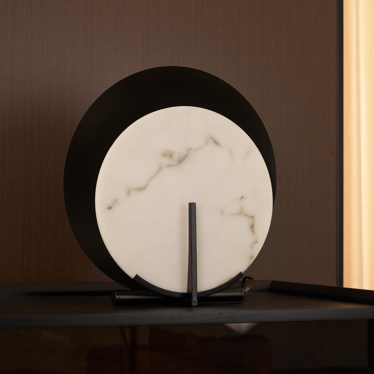 Corbett Asteria Table Lamp | Vintage Carbon Steel & Alabaster | Black & White