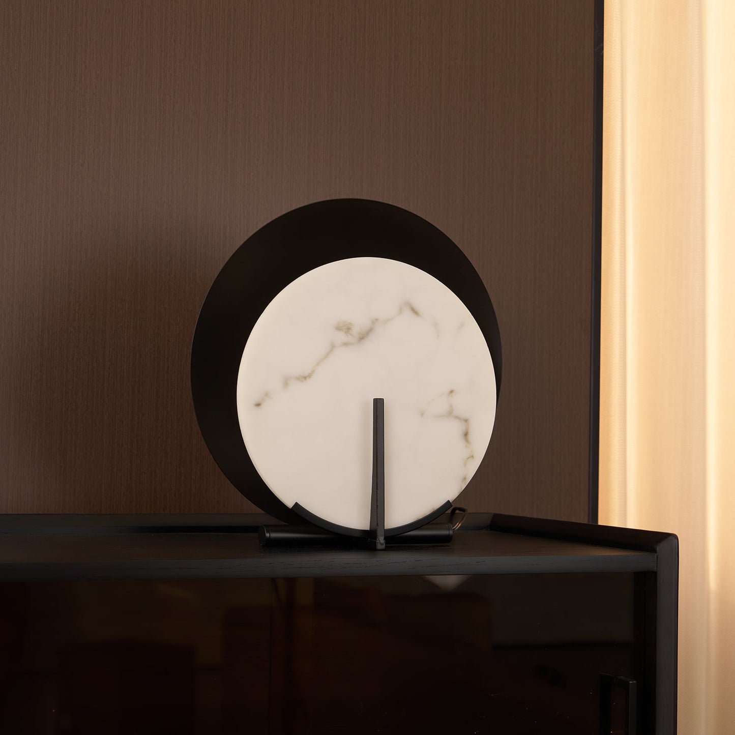 Corbett Asteria Table Lamp | Vintage Carbon Steel & Alabaster | Black & White