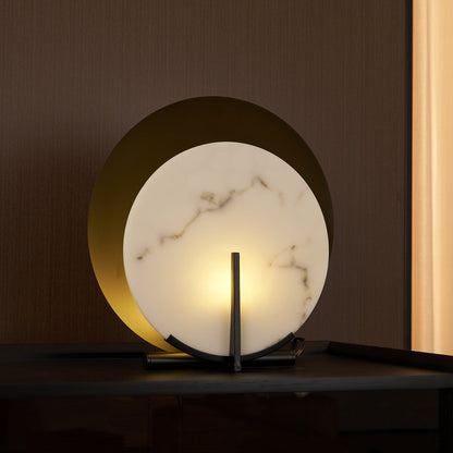 Corbett Asteria Table Lamp | Vintage Carbon Steel & Alabaster | Black & White