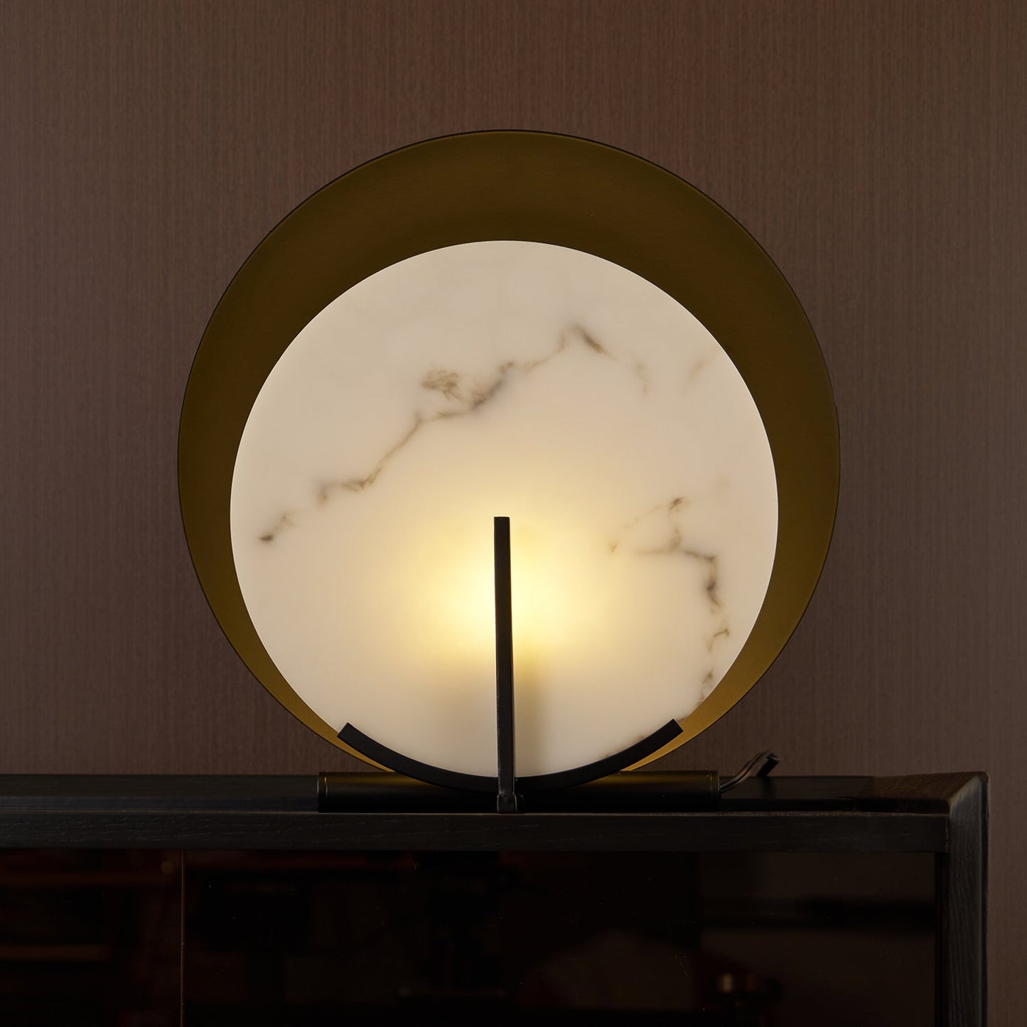 Corbett Asteria Table Lamp | Vintage Carbon Steel & Alabaster | Black & White