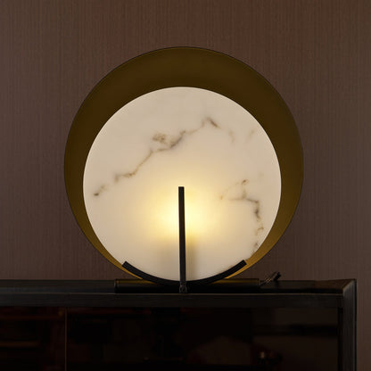 Corbett Asteria Table Lamp | Vintage Carbon Steel & Alabaster | Black & White