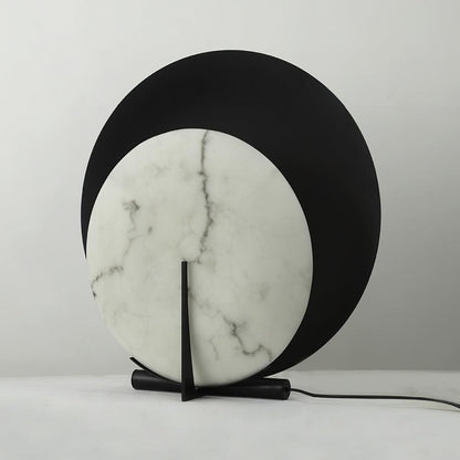 Corbett Asteria Table Lamp | Vintage Carbon Steel & Alabaster | Black & White