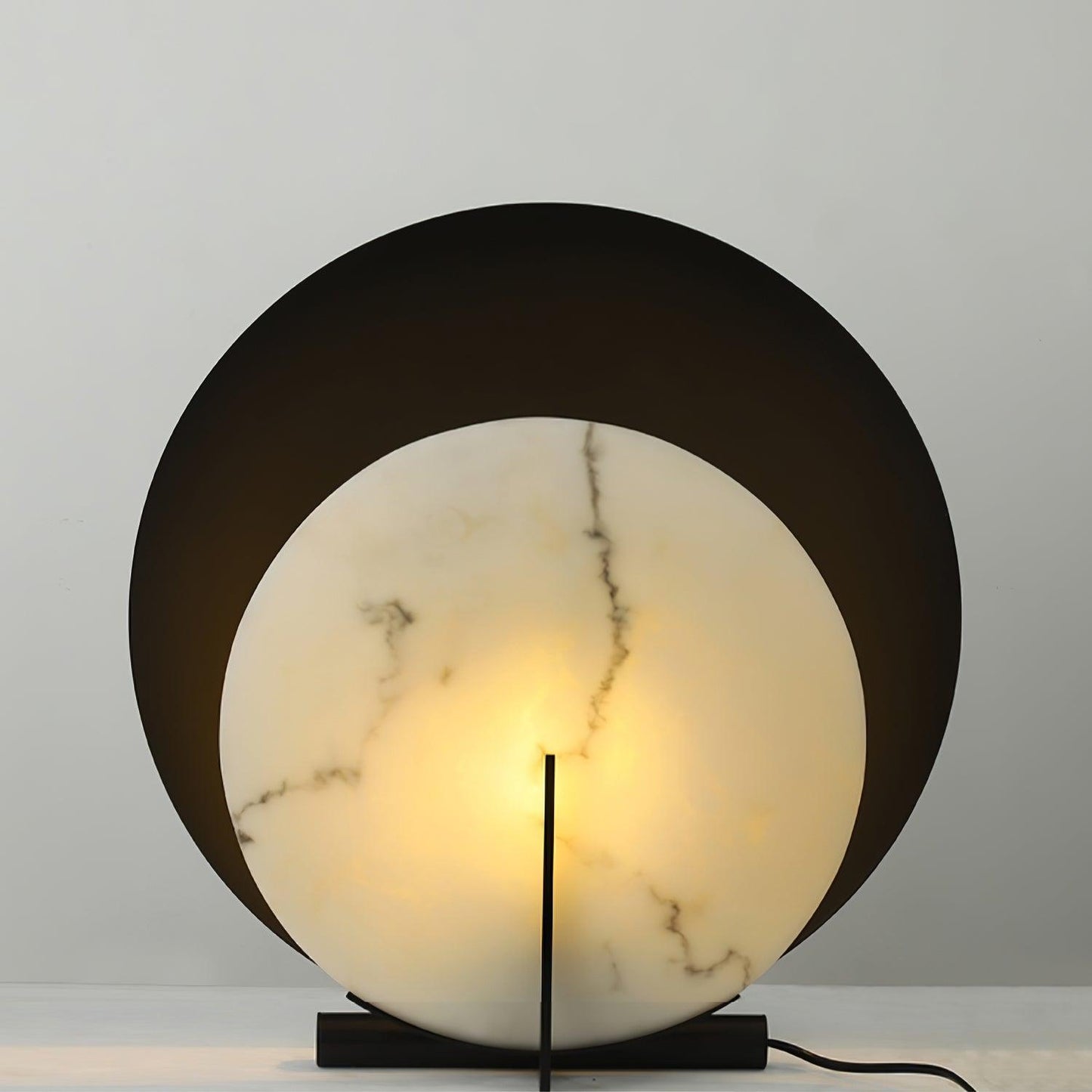 Corbett Asteria Table Lamp | Vintage Carbon Steel & Alabaster | Black & White