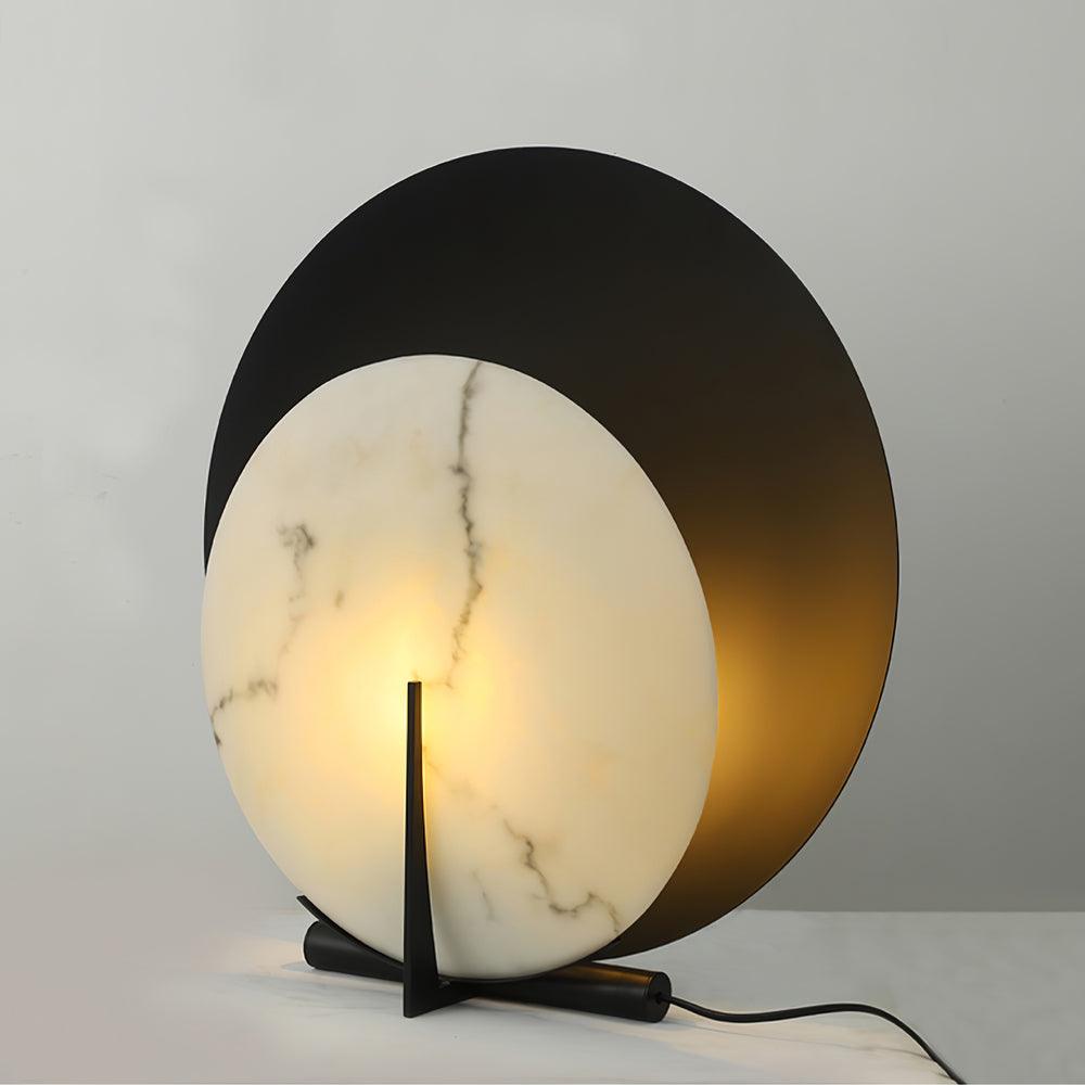 Corbett Asteria Table Lamp | Vintage Carbon Steel & Alabaster | Black & White
