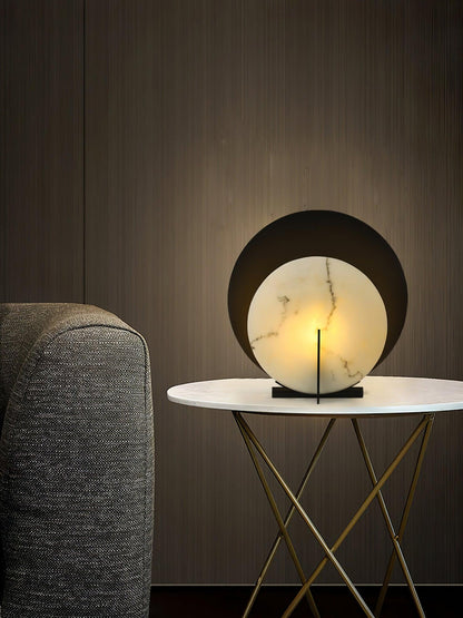 Corbett Asteria Table Lamp | Vintage Carbon Steel & Alabaster | Black & White