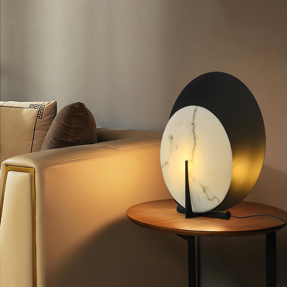 Corbett Asteria Table Lamp | Vintage Carbon Steel & Alabaster | Black & White
