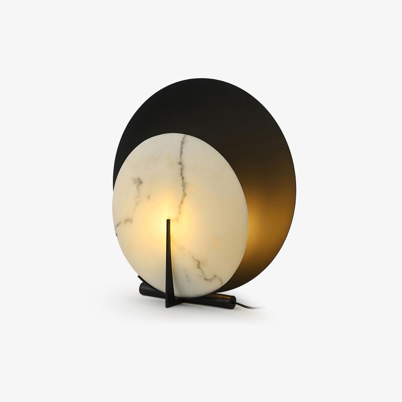 Corbett Asteria Table Lamp | Vintage Carbon Steel & Alabaster | Black & White