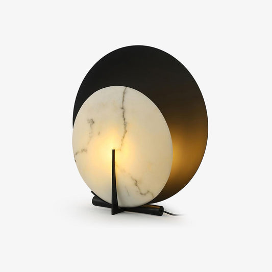 Corbett Asteria Table Lamp | Vintage Carbon Steel & Alabaster | Black & White