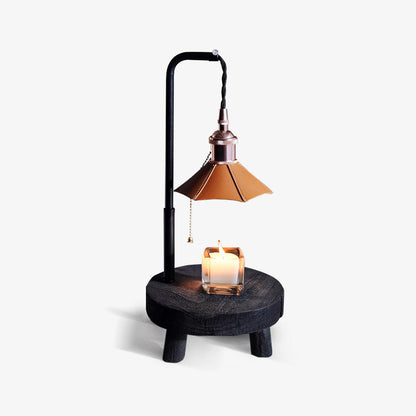 Cordero Wooden Stool Table Lamp | Wooden & Leather | Rose Gold or Black
