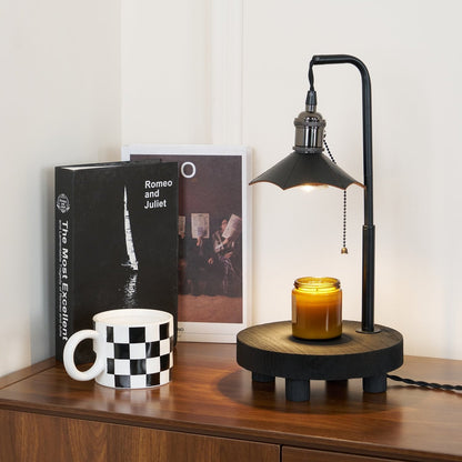 Cordero Wooden Stool Table Lamp | Wooden & Leather | Rose Gold or Black