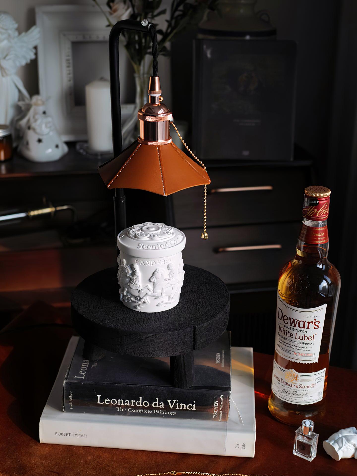 Cordero Wooden Stool Table Lamp | Wooden & Leather | Rose Gold or Black