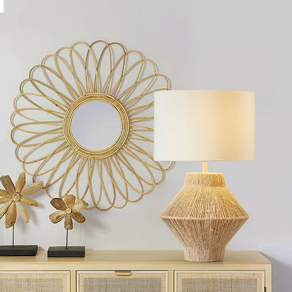 Cordis Loom Table Lamp | Hemp Rope & Fabric | White Shade