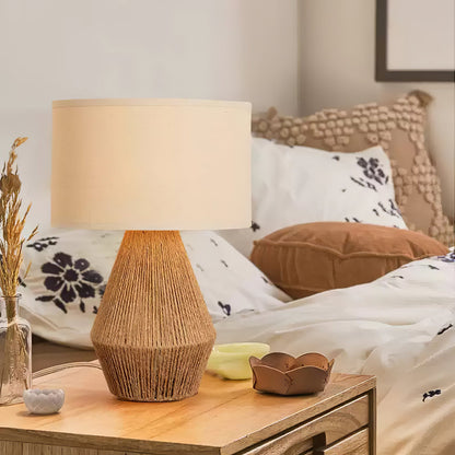 Cordis Loom Table Lamp | Hemp Rope & Fabric | White Shade