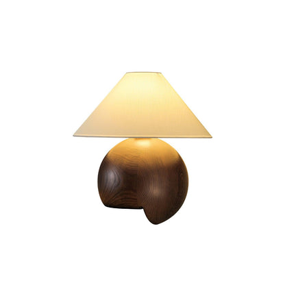 Corner Log Table Lamp | Hand-Polished Solid Wood | Walnut Color