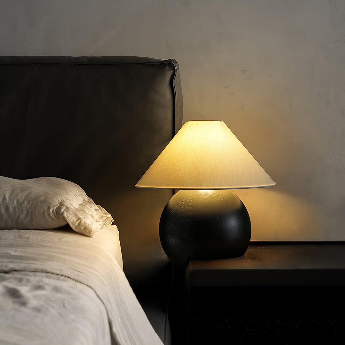Corner Log Table Lamp | Hand-Polished Solid Wood | Walnut Color