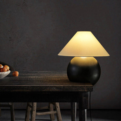Corner Log Table Lamp | Hand-Polished Solid Wood | Walnut Color