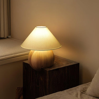 Corner Log Table Lamp | Hand-Polished Solid Wood | Walnut Color