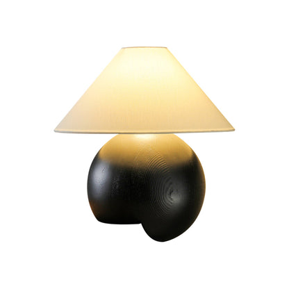 Corner Log Table Lamp | Hand-Polished Solid Wood | Walnut Color