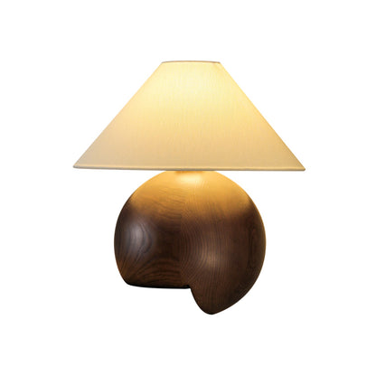 Corner Log Table Lamp | Hand-Polished Solid Wood | Walnut Color