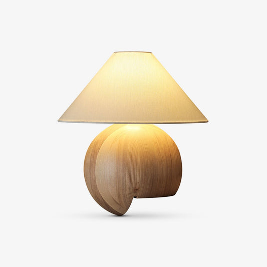 Corner Log Table Lamp | Hand-Polished Solid Wood | Walnut Color