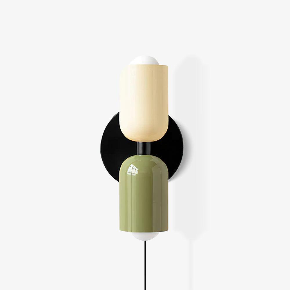 Wall-Mounted Double Plug-In Lamp | Metal | Black & Multi-Color Shades