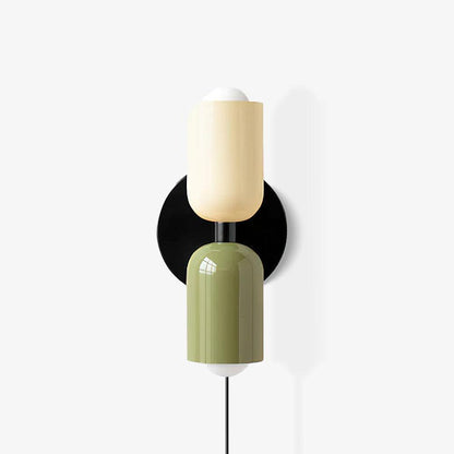 Wall-Mounted Double Plug-In Lamp | Metal | Black & Multi-Color Shades