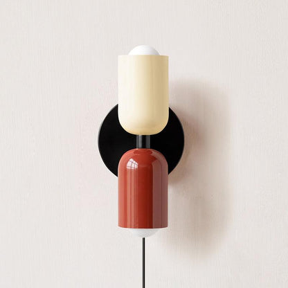 Wall-Mounted Double Plug-In Lamp | Metal | Black & Multi-Color Shades