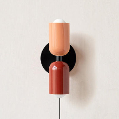 Wall-Mounted Double Plug-In Lamp | Metal | Black & Multi-Color Shades