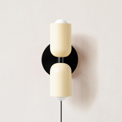 Wall-Mounted Double Plug-In Lamp | Metal | Black & Multi-Color Shades