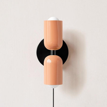 Wall-Mounted Double Plug-In Lamp | Metal | Black & Multi-Color Shades