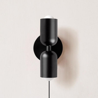 Wall-Mounted Double Plug-In Lamp | Metal | Black & Multi-Color Shades