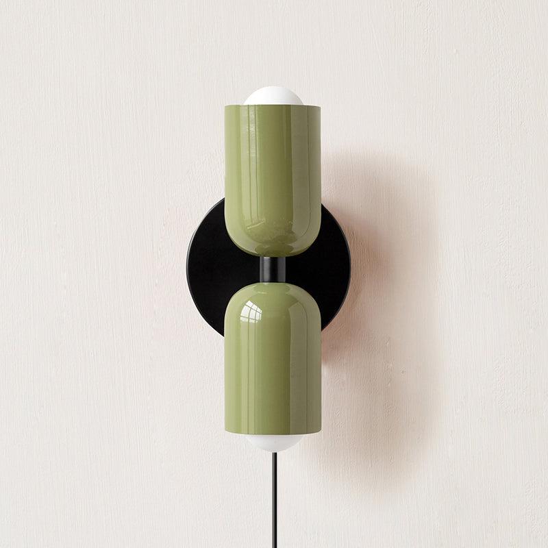 Wall-Mounted Double Plug-In Lamp | Metal | Black & Multi-Color Shades
