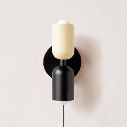 Wall-Mounted Double Plug-In Lamp | Metal | Black & Multi-Color Shades