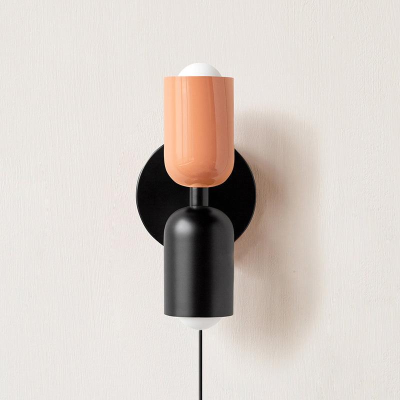Wall-Mounted Double Plug-In Lamp | Metal | Black & Multi-Color Shades