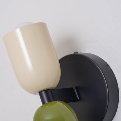 Wall-Mounted Double Plug-In Lamp | Metal | Black & Multi-Color Shades