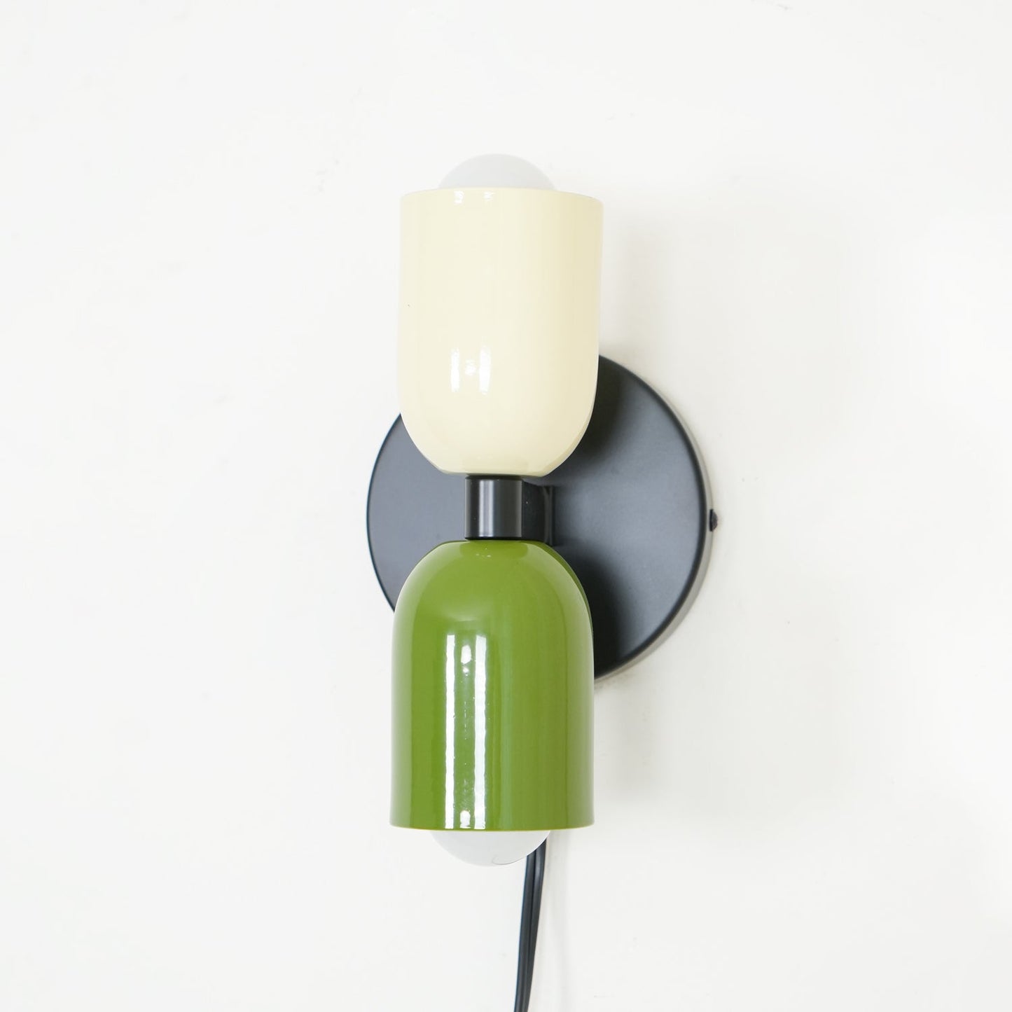 Wall-Mounted Double Plug-In Lamp | Metal | Black & Multi-Color Shades