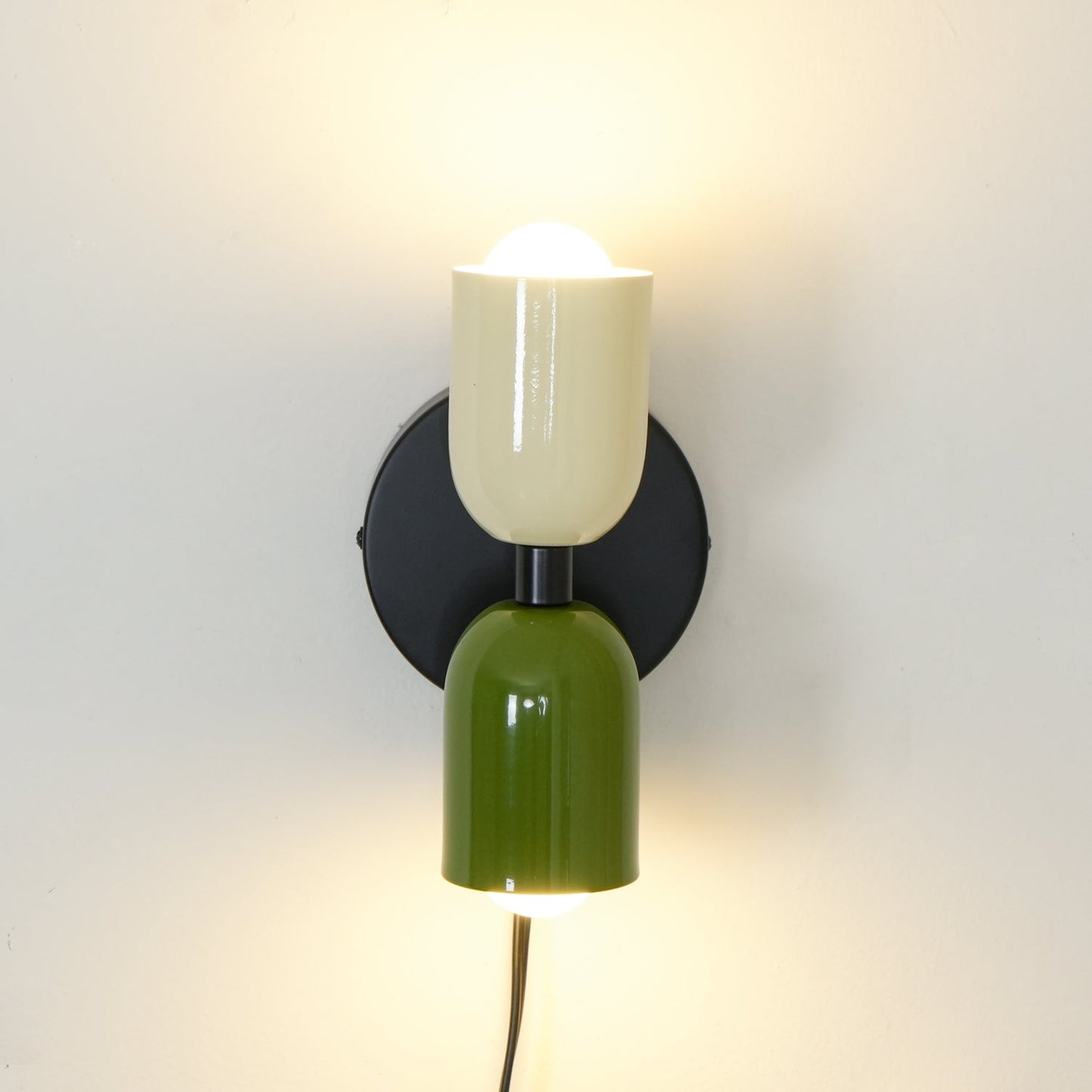 Wall-Mounted Double Plug-In Lamp | Metal | Black & Multi-Color Shades