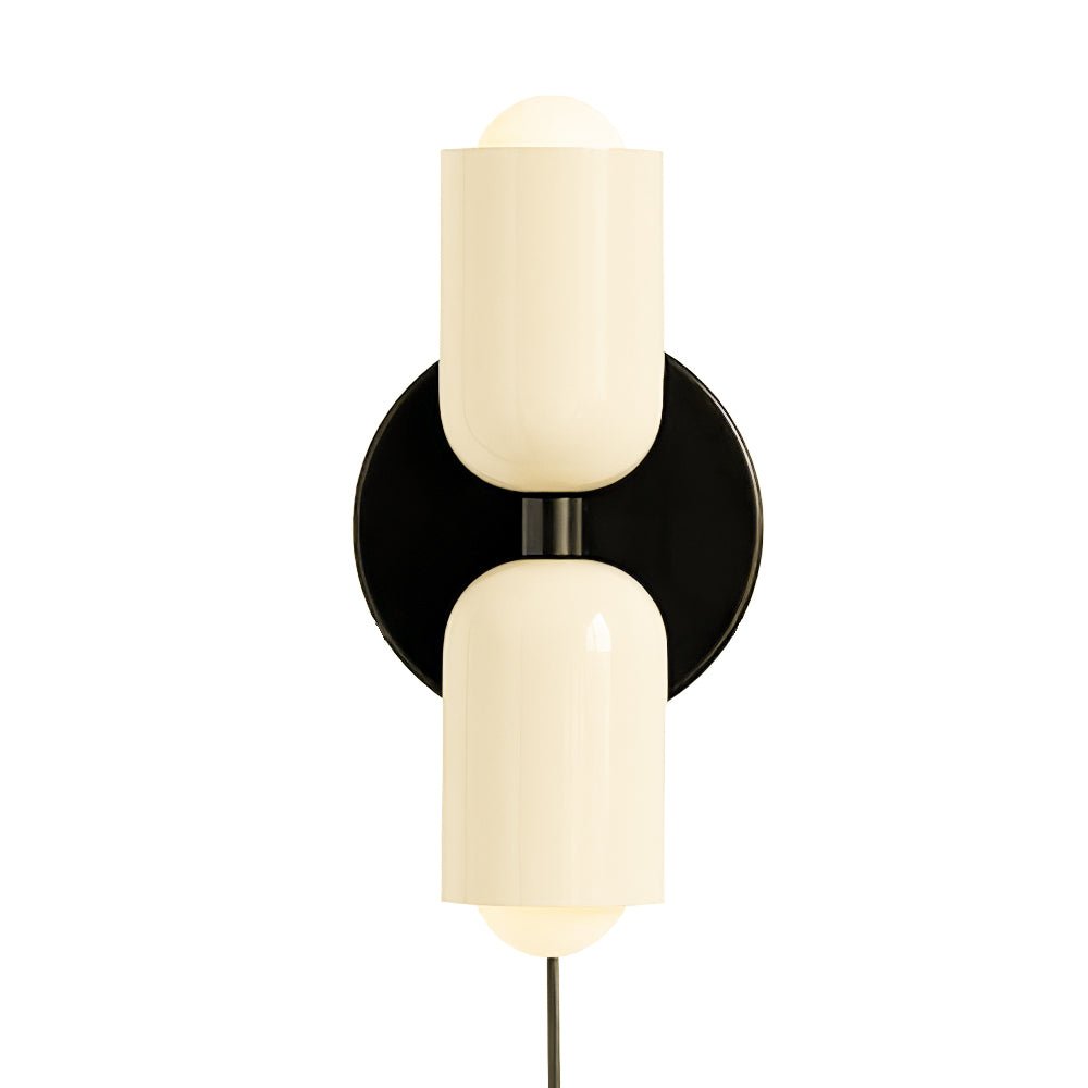 Wall-Mounted Double Plug-In Lamp | Metal | Black & Multi-Color Shades