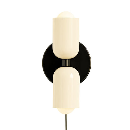 Wall-Mounted Double Plug-In Lamp | Metal | Black & Multi-Color Shades