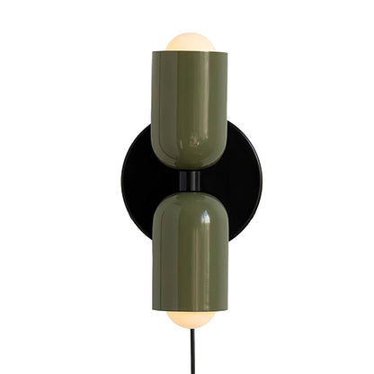 Wall-Mounted Double Plug-In Lamp | Metal | Black & Multi-Color Shades