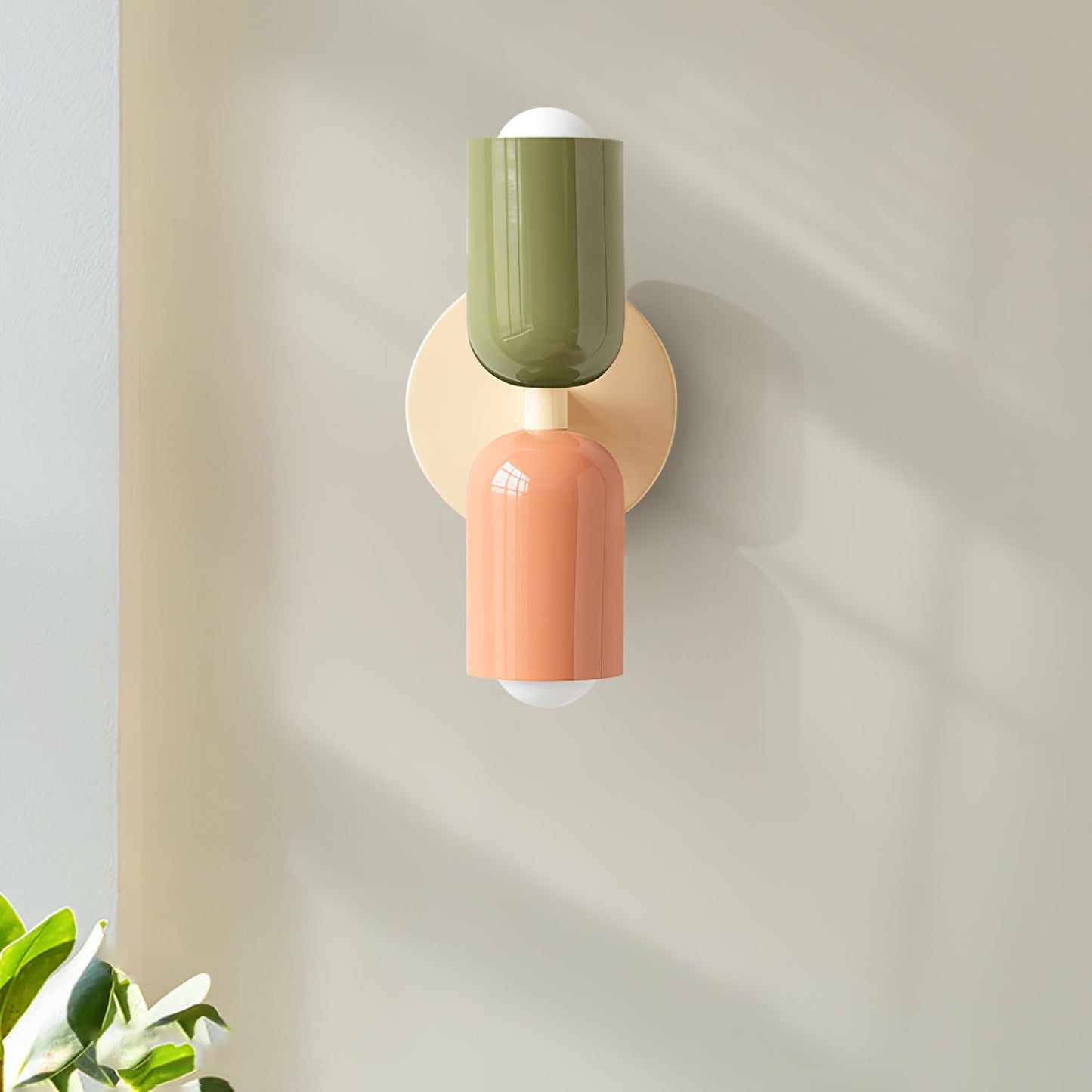 Wall-Mounted Double Plug-In Lamp | Metal | Black & Multi-Color Shades