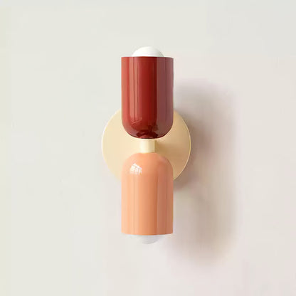 Wall-Mounted Double Plug-In Lamp | Metal | Black & Multi-Color Shades