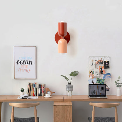 Wall-Mounted Double Plug-In Lamp | Metal | Black & Multi-Color Shades