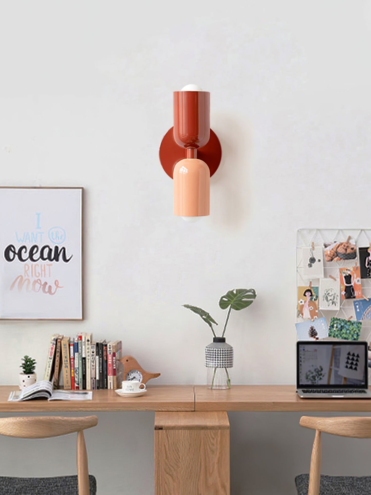 Wall-Mounted Double Plug-In Lamp | Metal | Black & Multi-Color Shades